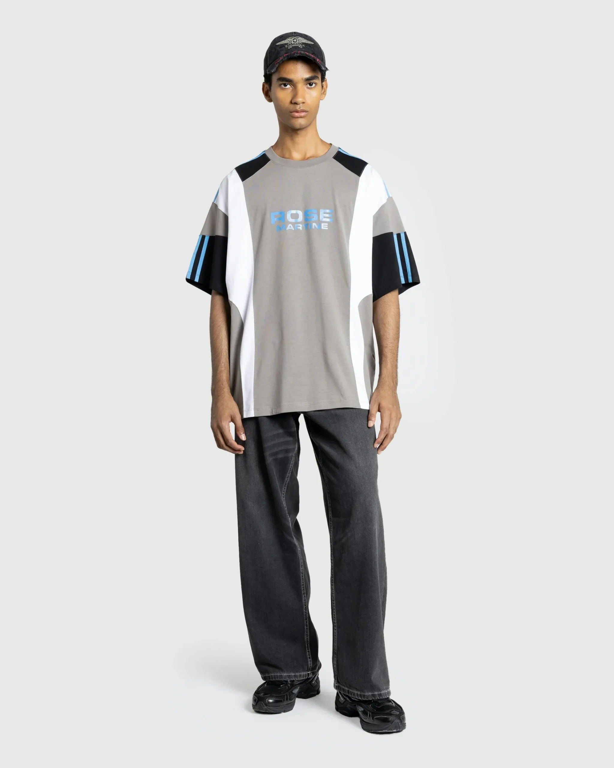 Shop Martine Rose Oversized Paneled T-Shirt grey