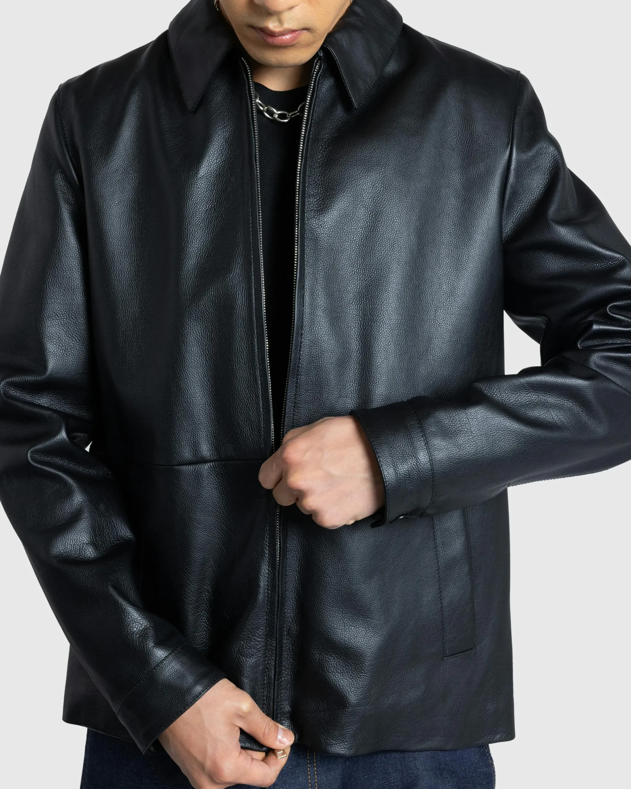 Store Meta Campania Collective Owen Calf Leather Coaching Jacket black