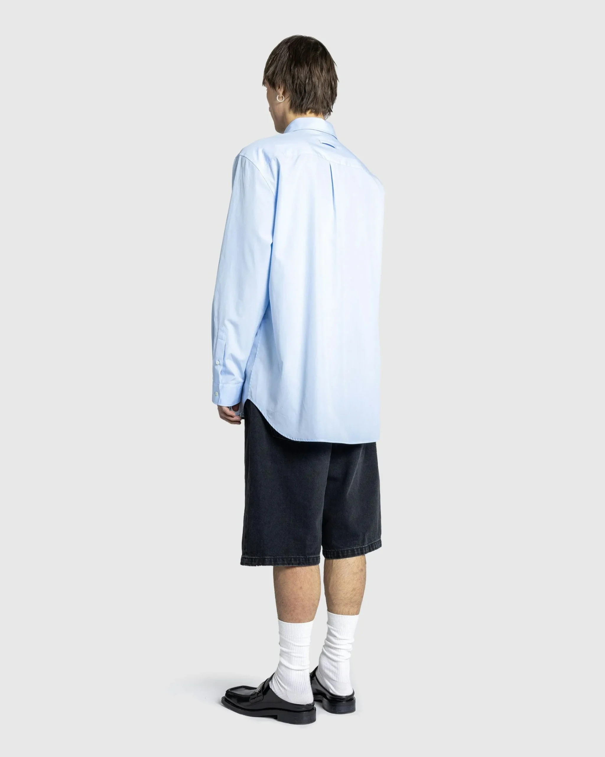 Best Jean Paul Gaultier Popeline Shirt Printed Madonna Trompe L'Œil Baby Blue/Black babyblue/black