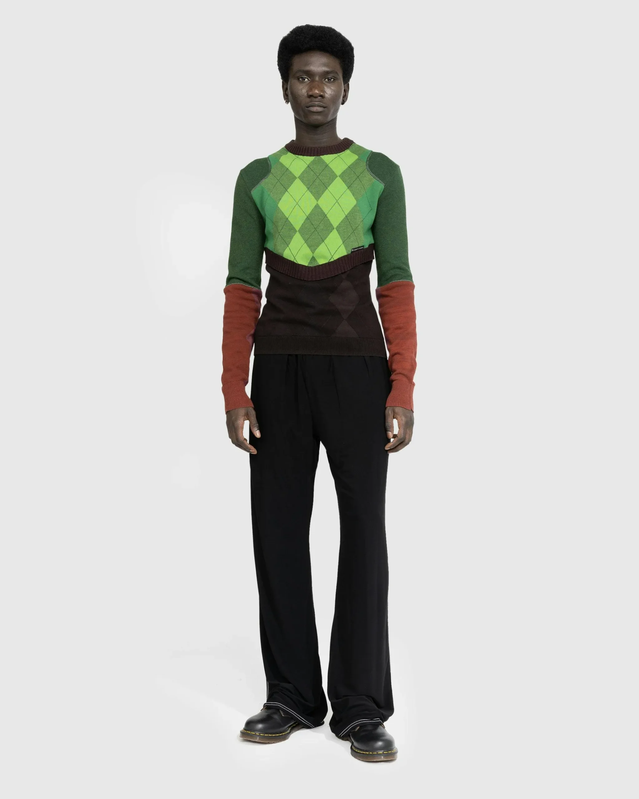 New Marine Serre Regenerated Lozenge Knit Crewneck Pullover Multi green