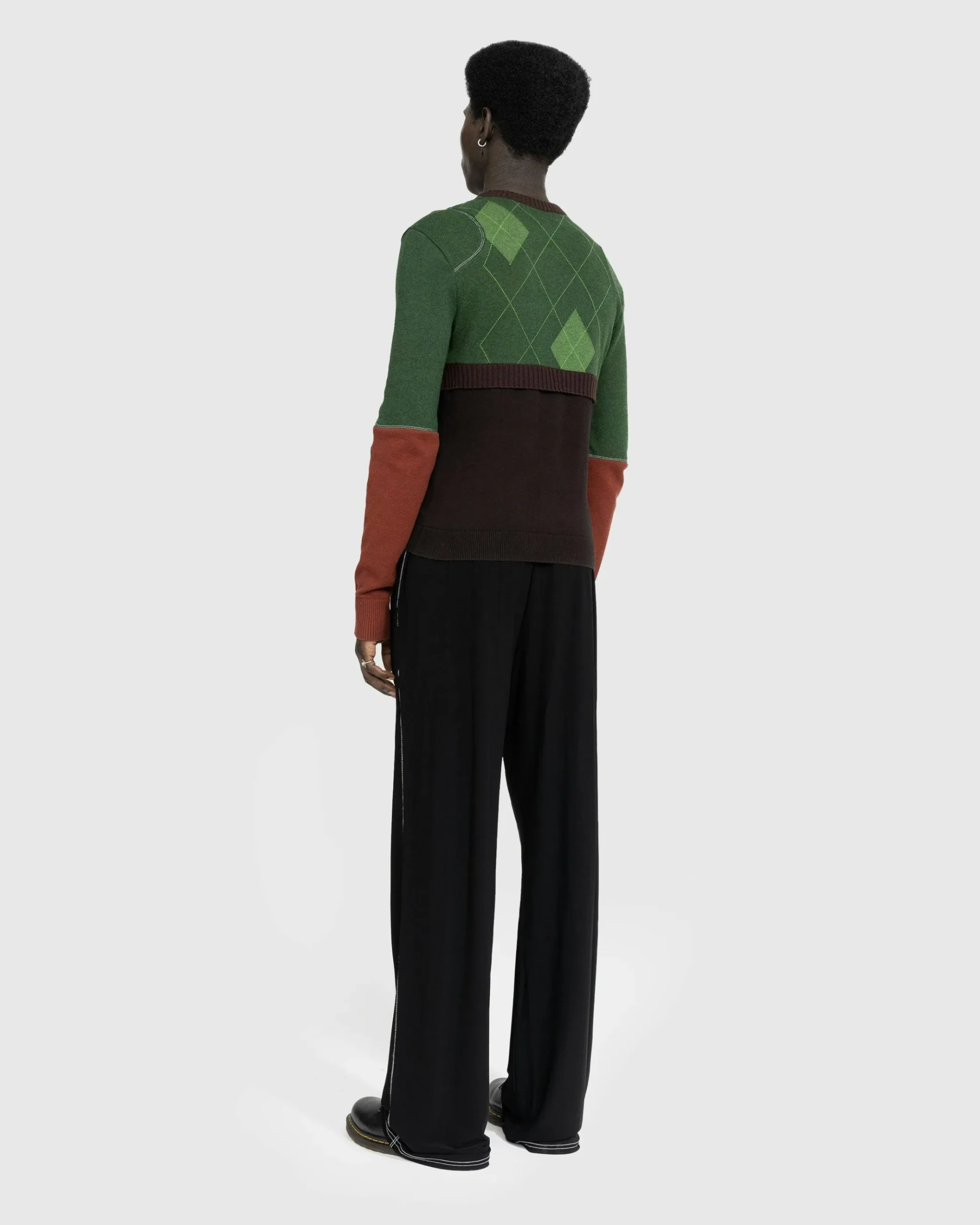 New Marine Serre Regenerated Lozenge Knit Crewneck Pullover Multi green