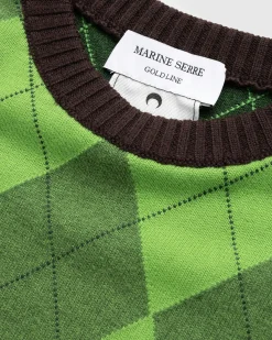 New Marine Serre Regenerated Lozenge Knit Crewneck Pullover Multi green