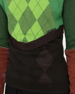 New Marine Serre Regenerated Lozenge Knit Crewneck Pullover Multi green