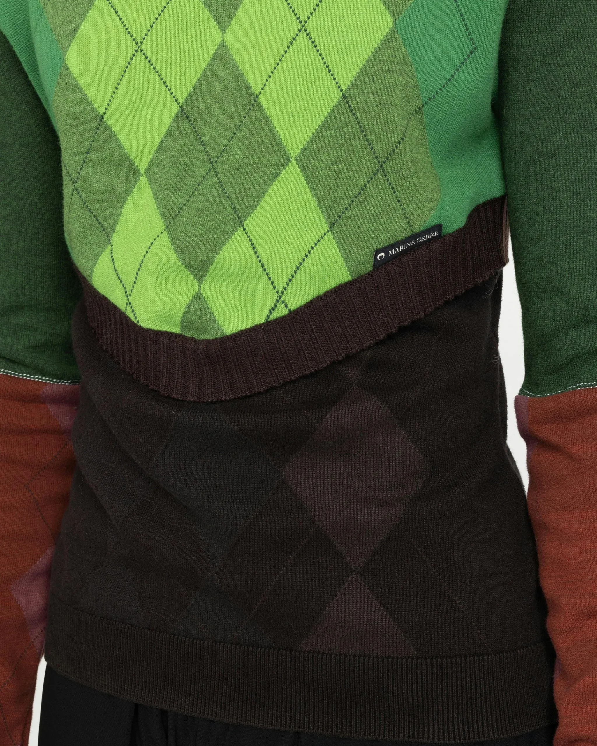 New Marine Serre Regenerated Lozenge Knit Crewneck Pullover Multi green
