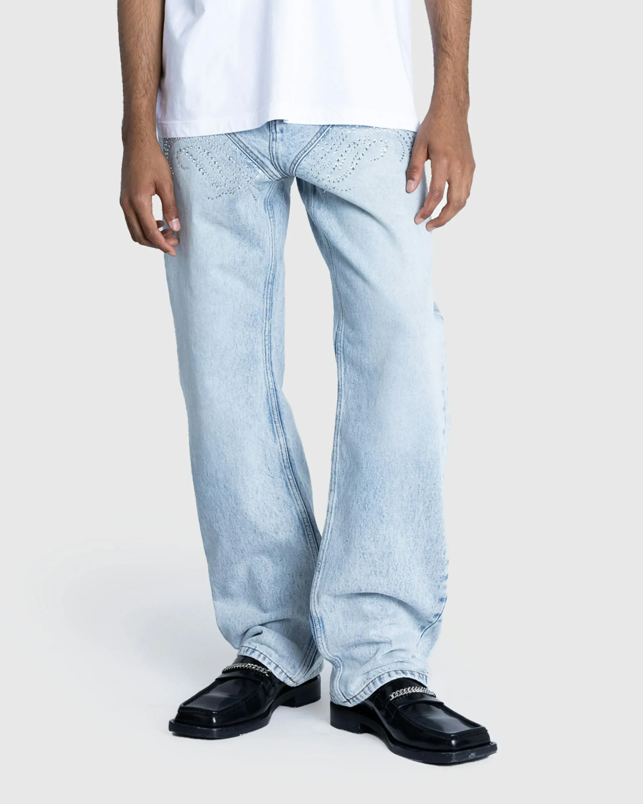 Sale Y/Project Rhinestone Jeans Blue iceblue