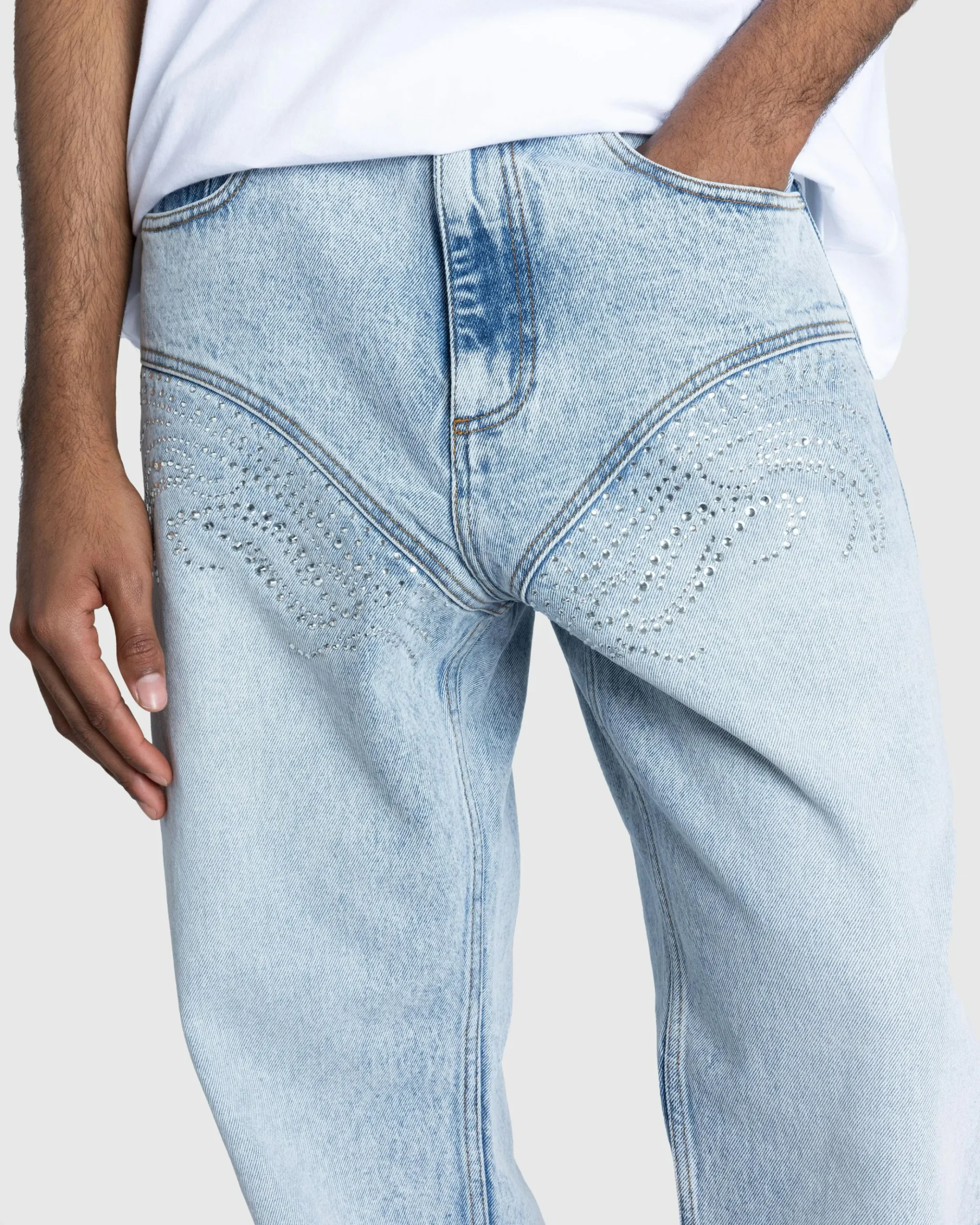 Sale Y/Project Rhinestone Jeans Blue iceblue