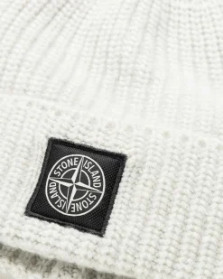 Shop Stone Island Ribbed Wool Beanie Melange Pearl Grey melangepearlgrey