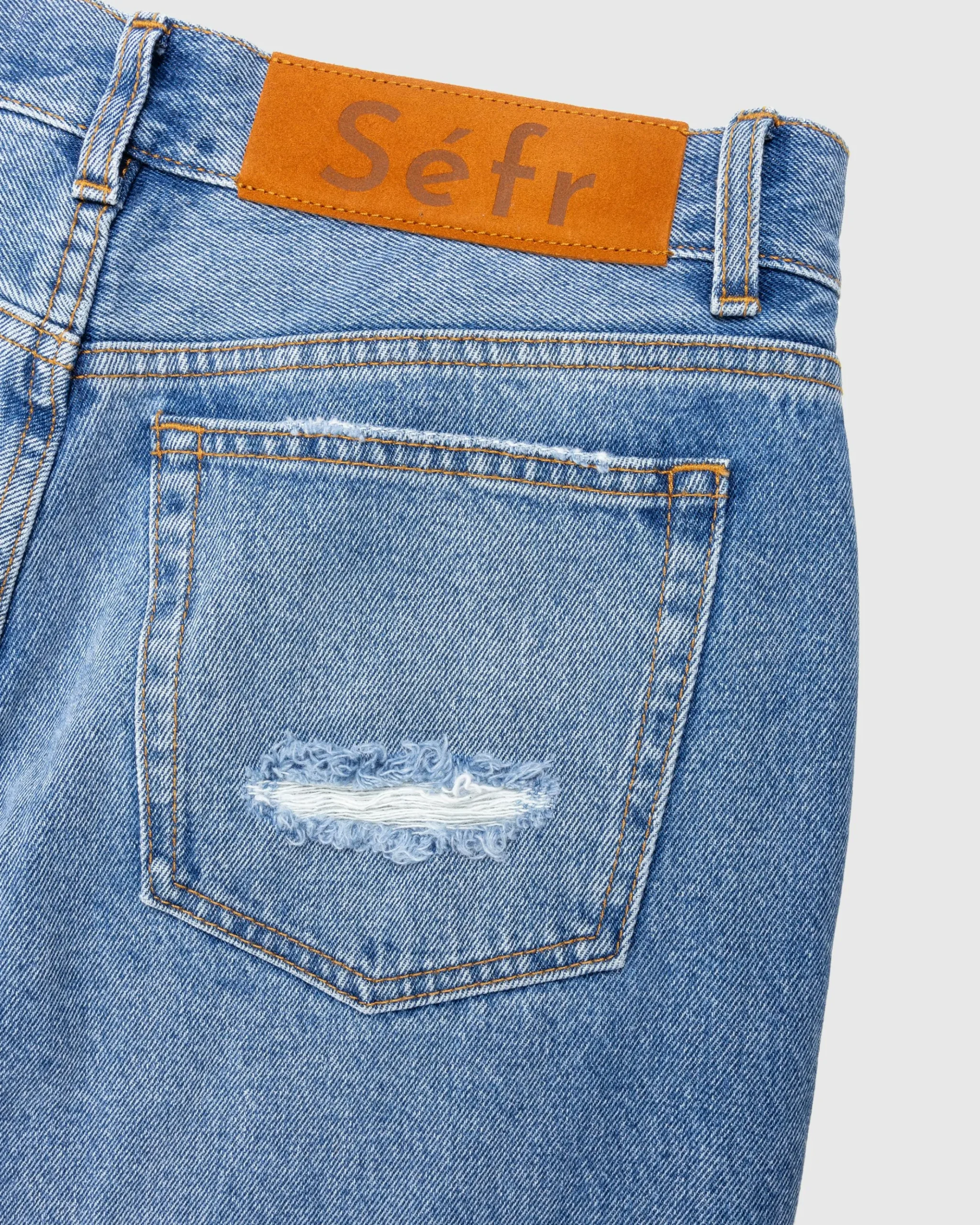 New Séfr Rider Cut Jeans Trashed Mid Blue trashedmidblue