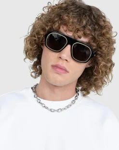 Outlet Bottega Veneta Rim Aviator Sunglasses black