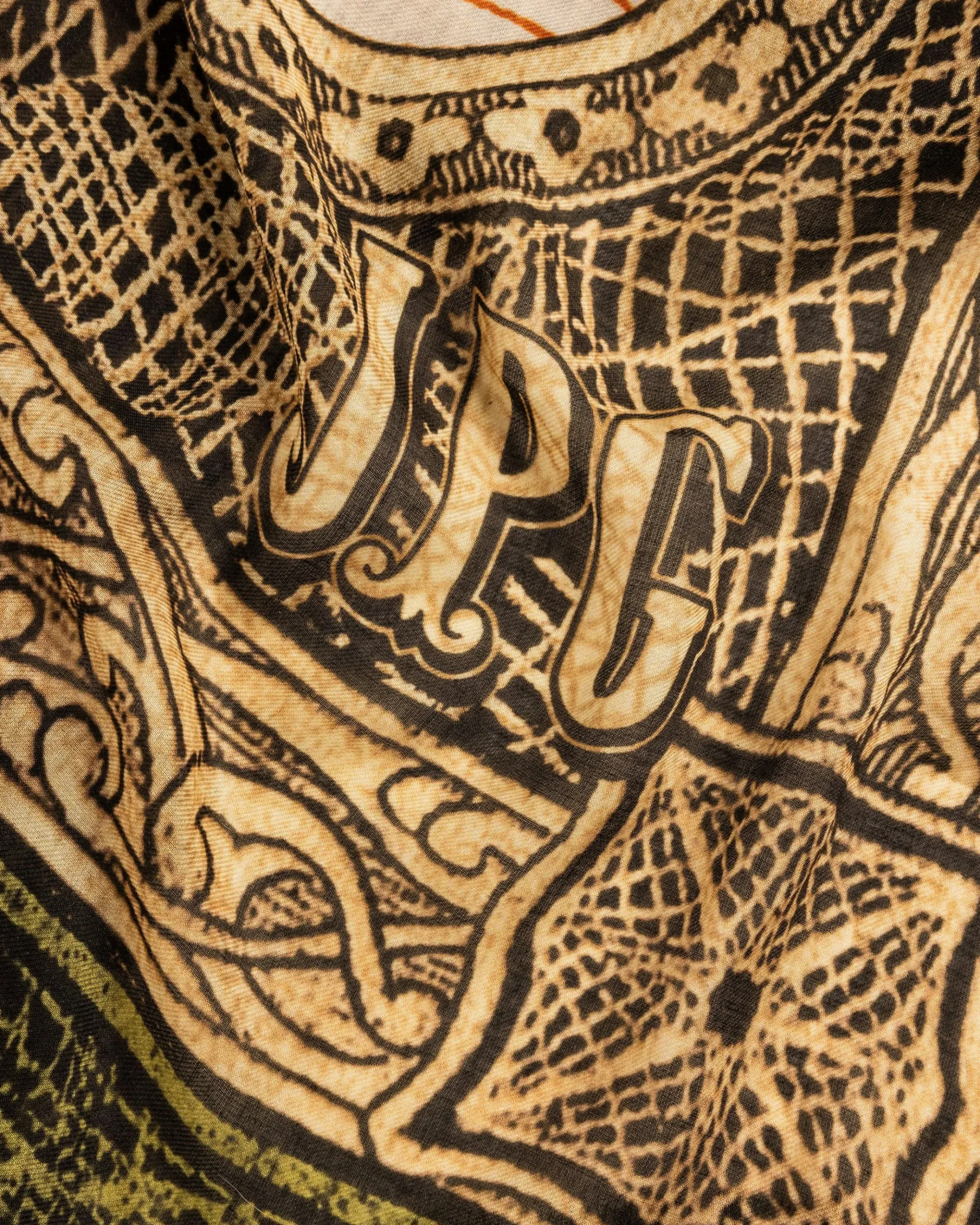 Outlet Jean Paul Gaultier Scarf Printed Cartouche green/ecru/black/orange