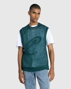 Cheap Café de Flore Script Sweater Vest Green darkgreen