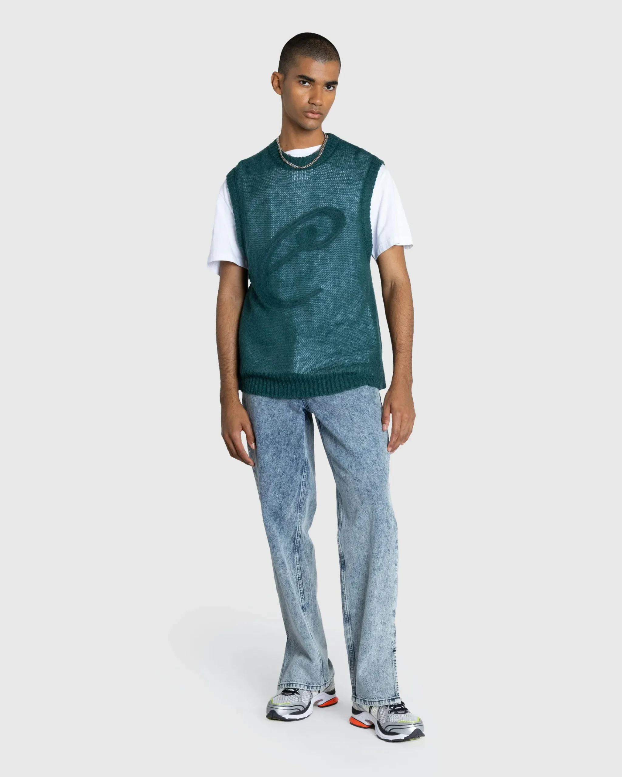 Cheap Café de Flore Script Sweater Vest Green darkgreen