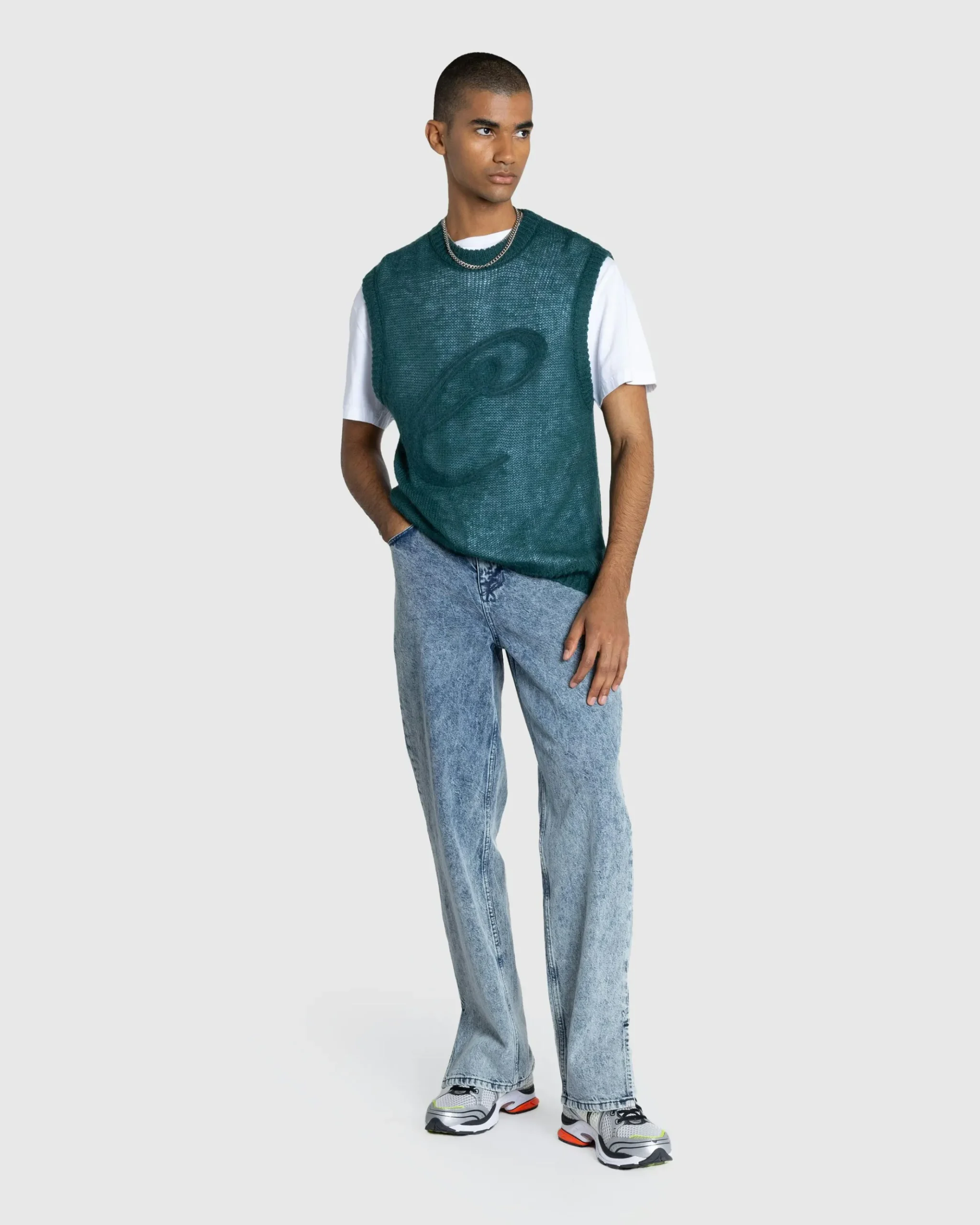 Cheap Café de Flore Script Sweater Vest Green darkgreen