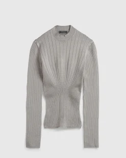 Fashion Mugler Sculpting Knit Top Grey Melange greymelange