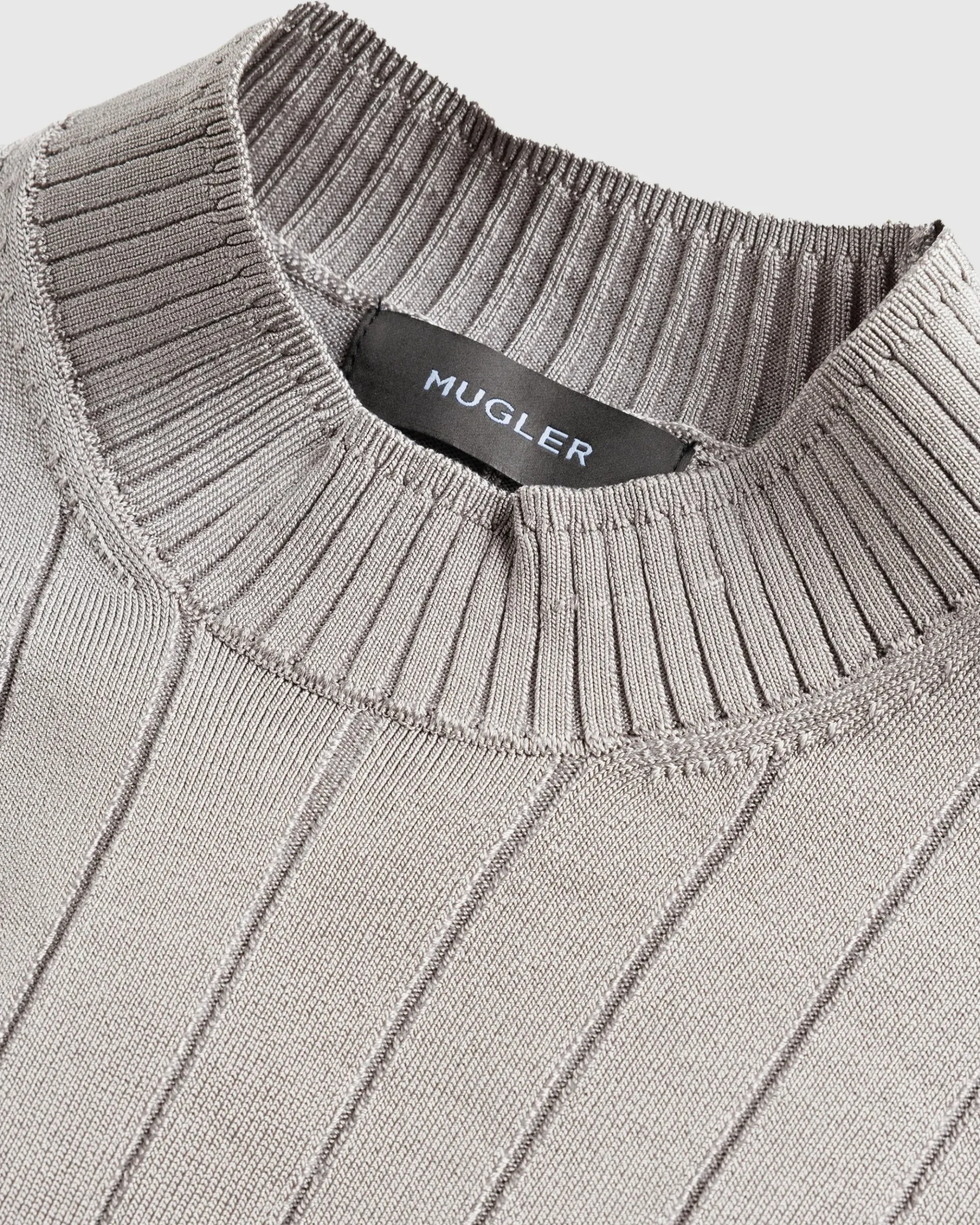 Fashion Mugler Sculpting Knit Top Grey Melange greymelange