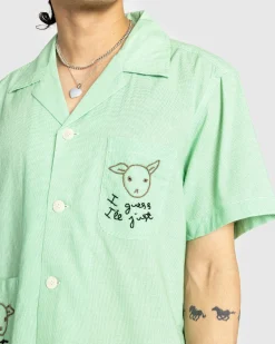 Sale Bode See You at the Barn Short-Sleeve Shirt White/Green whitegreen