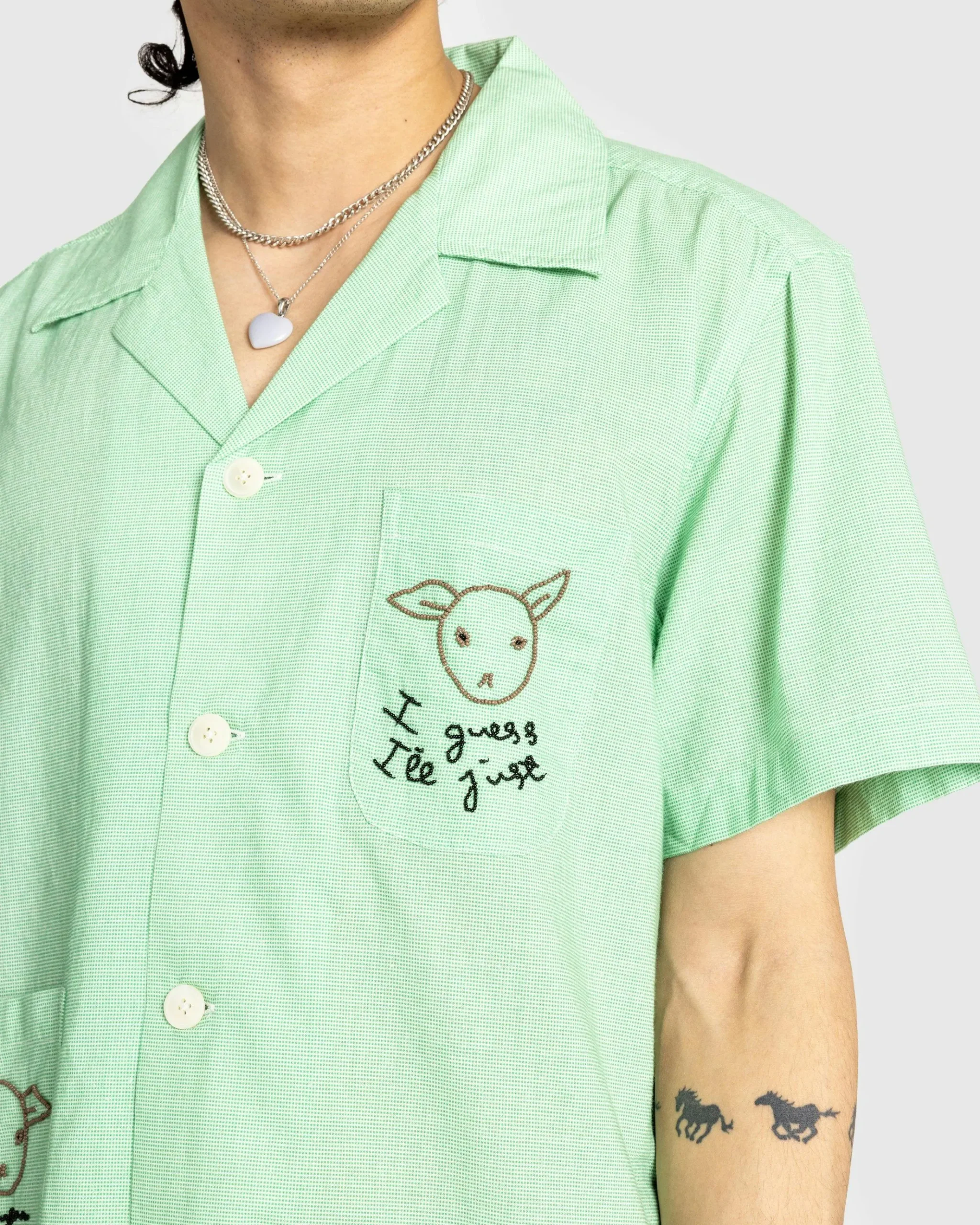 Sale Bode See You at the Barn Short-Sleeve Shirt White/Green whitegreen