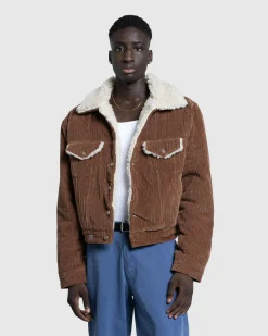 Fashion ERL Sherpa Corduroy Trucker Jacket brown