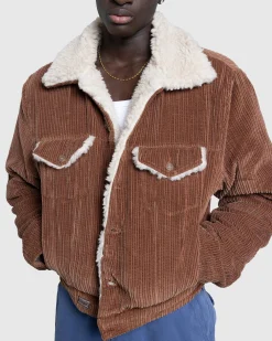Fashion ERL Sherpa Corduroy Trucker Jacket brown