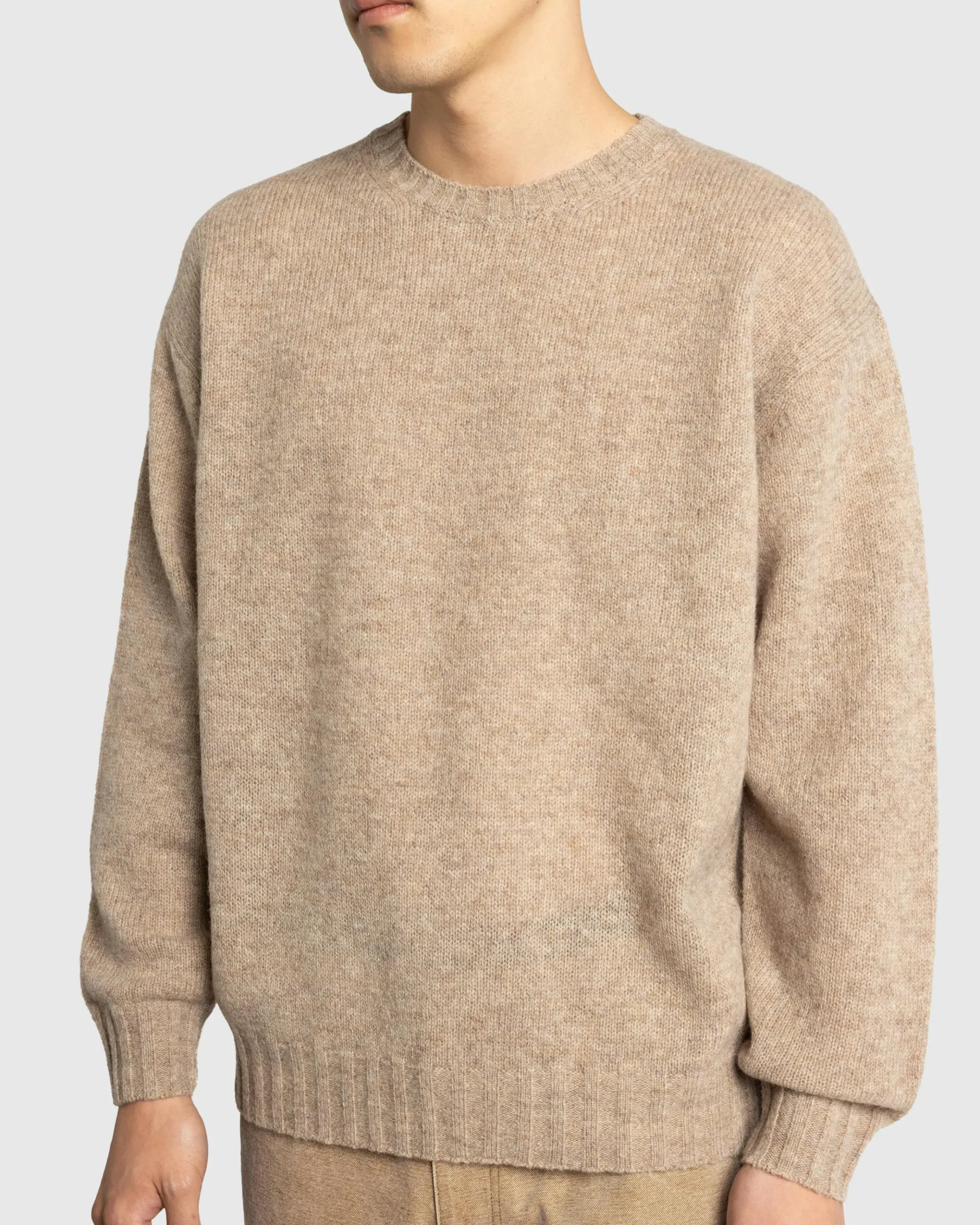 Fashion Auralee Shetland Wool Cashmere Knit P/O Beige topbeige
