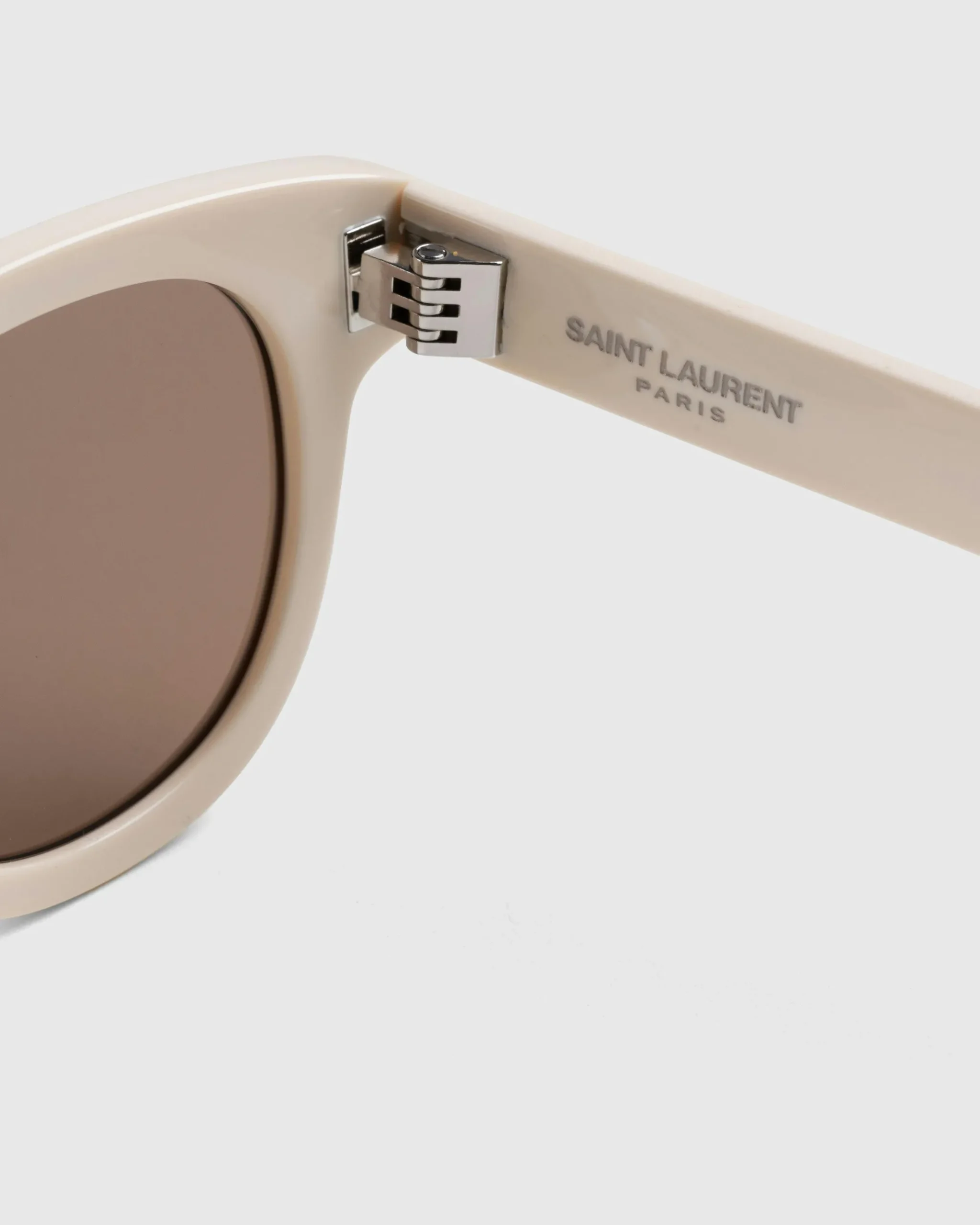 Best Sale Saint Laurent SL 571 Round Frame Sunglasses Ivory/Brown ivory-ivory-brown