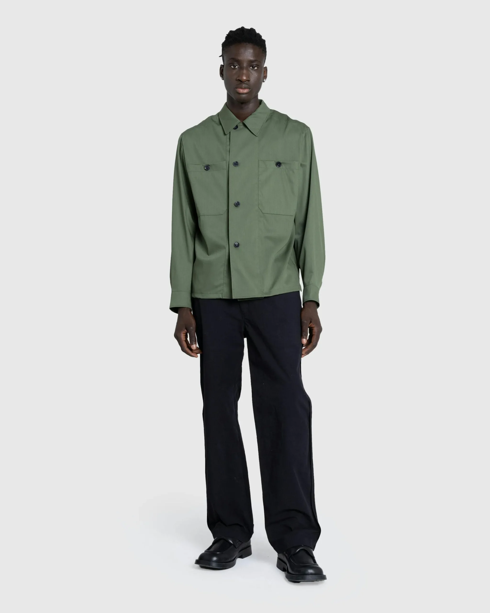 Shop Lemaire Soft Military Overshirt Smoky Green smokygreen