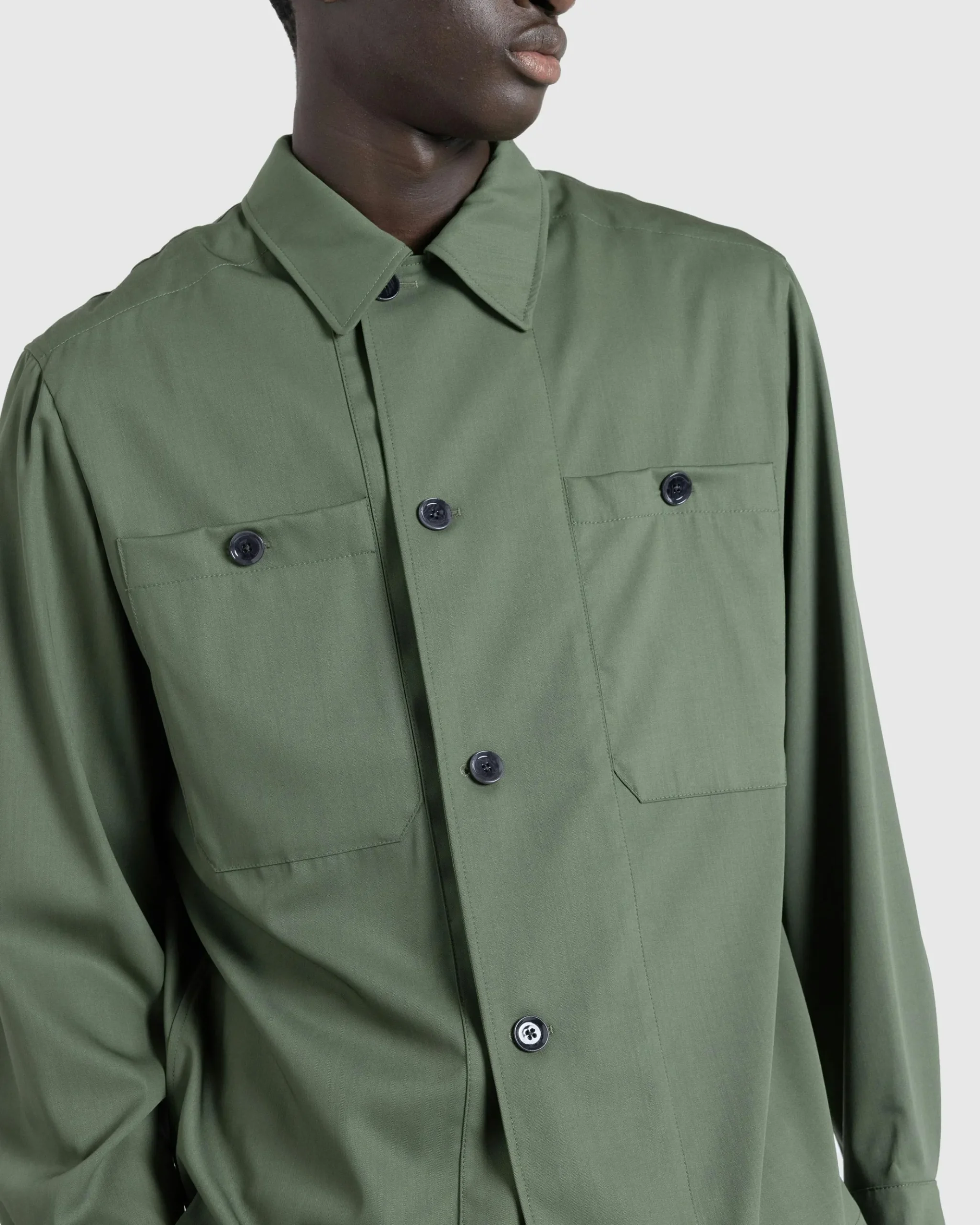 Shop Lemaire Soft Military Overshirt Smoky Green smokygreen