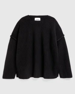 Cheap Jil Sander SQN Long-Sleeve Jumper black