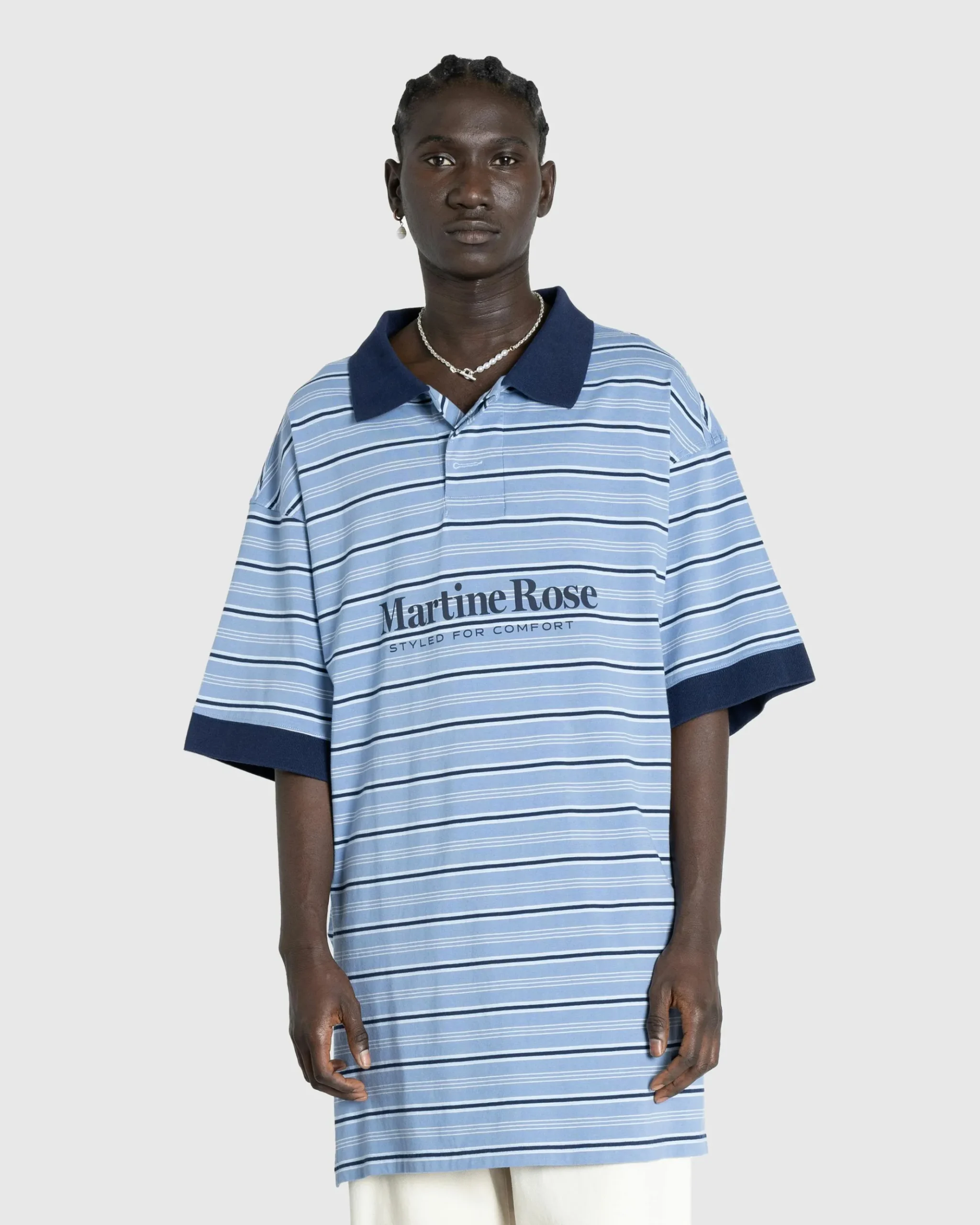 Best Martine Rose Stretched Polo Blue Stripe bluestripe