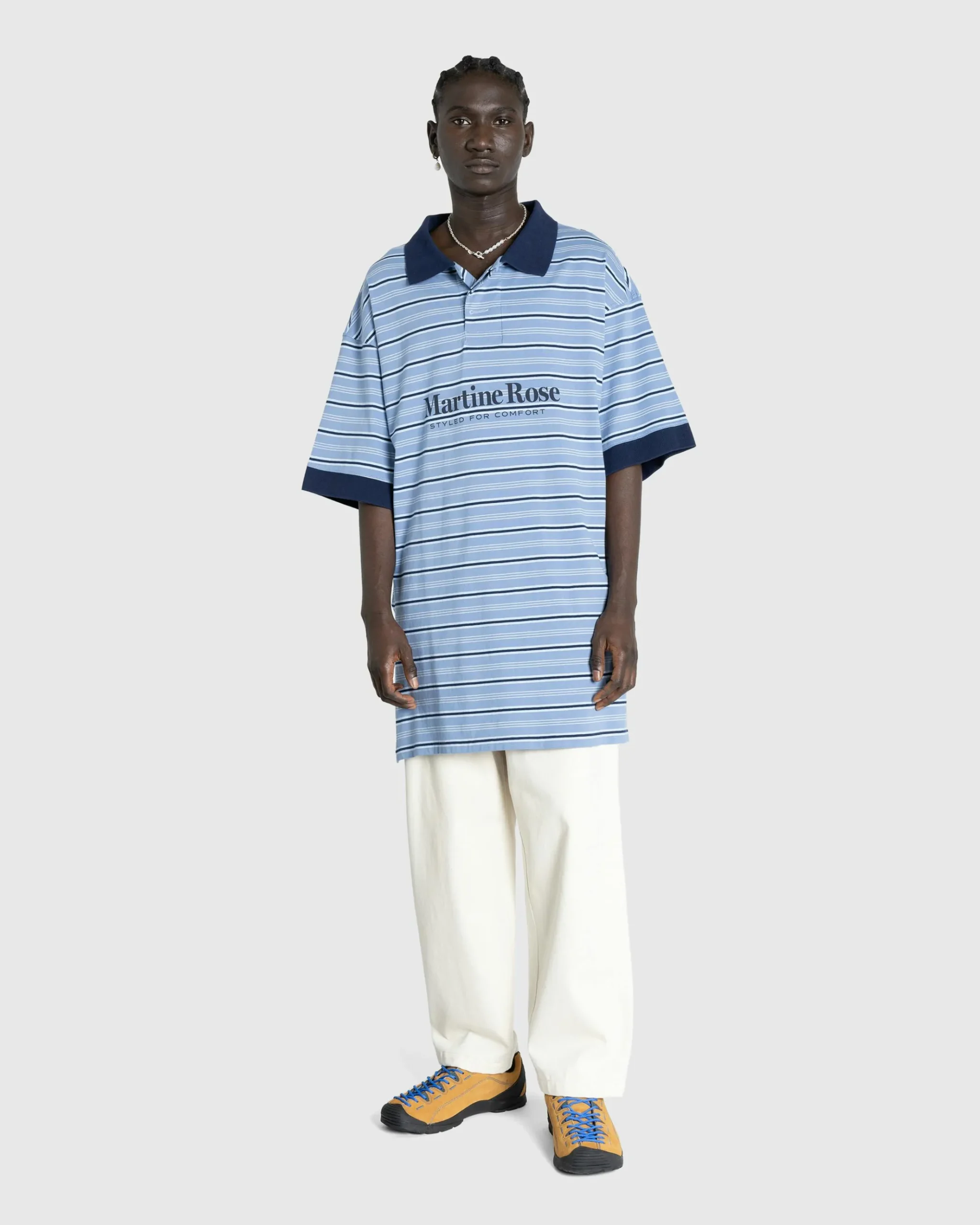 Best Martine Rose Stretched Polo Blue Stripe bluestripe