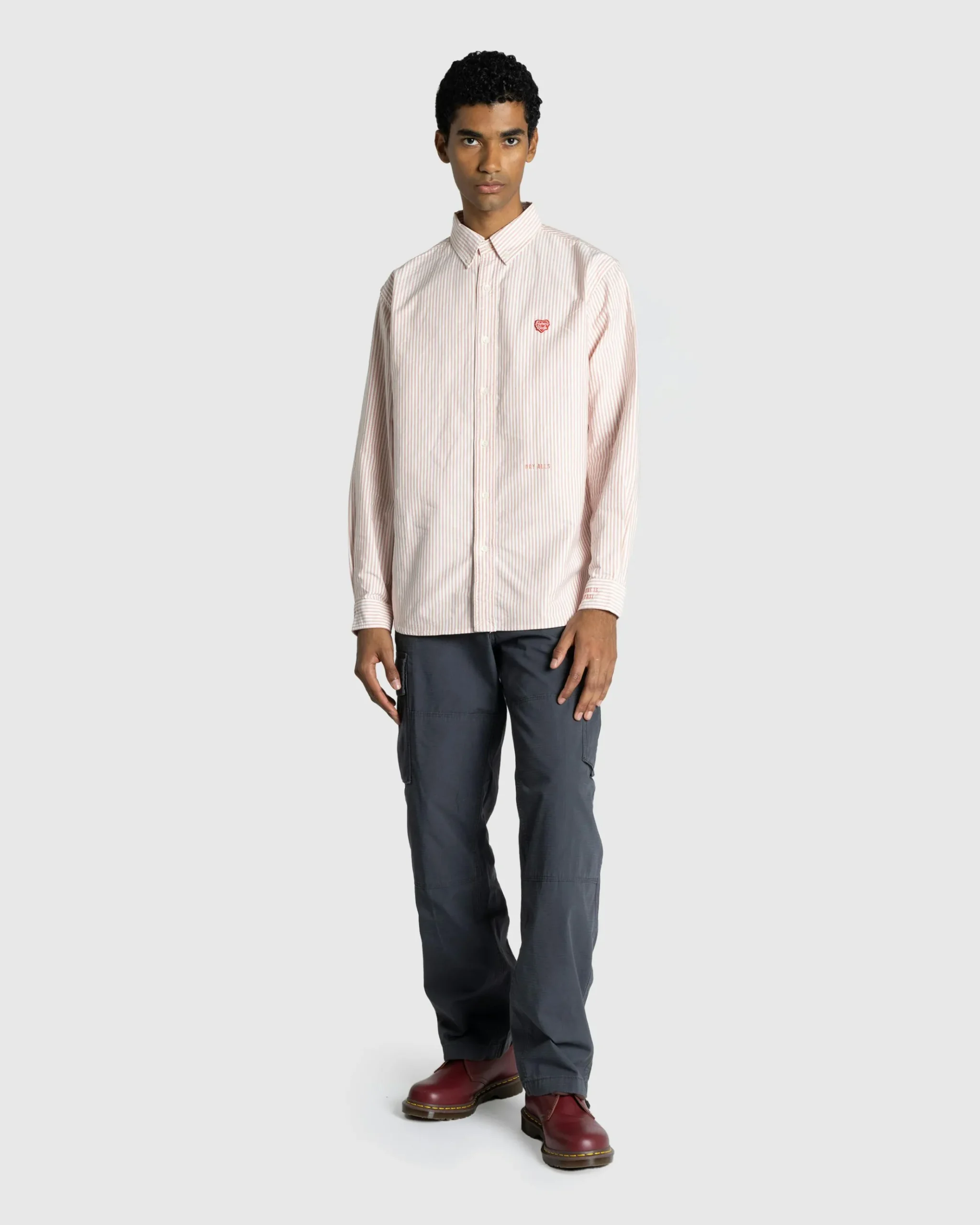 Discount Human Made Striped Oxford BD Shirt red