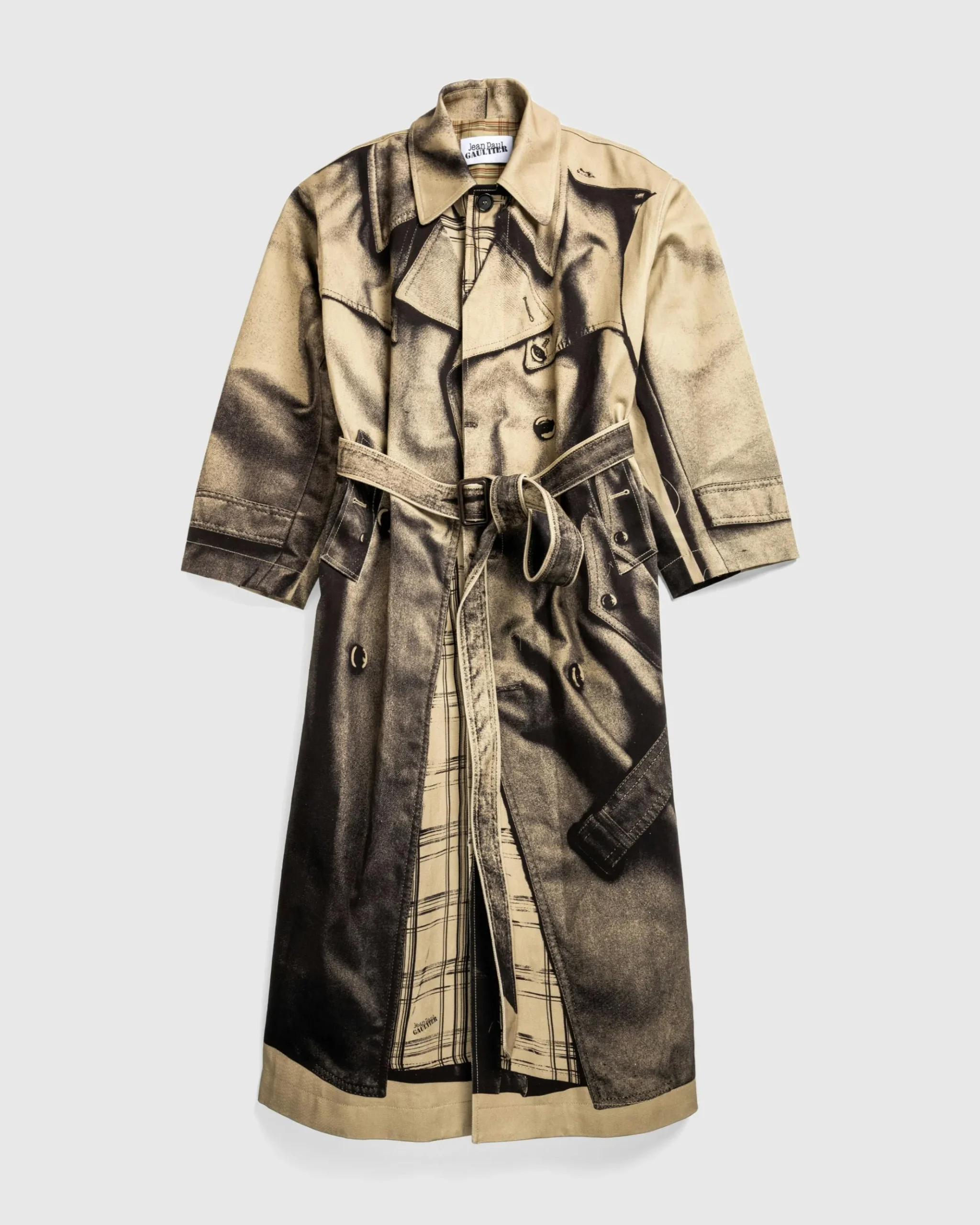 New Jean Paul Gaultier Trompe L'Œil Trench Coat sand/black
