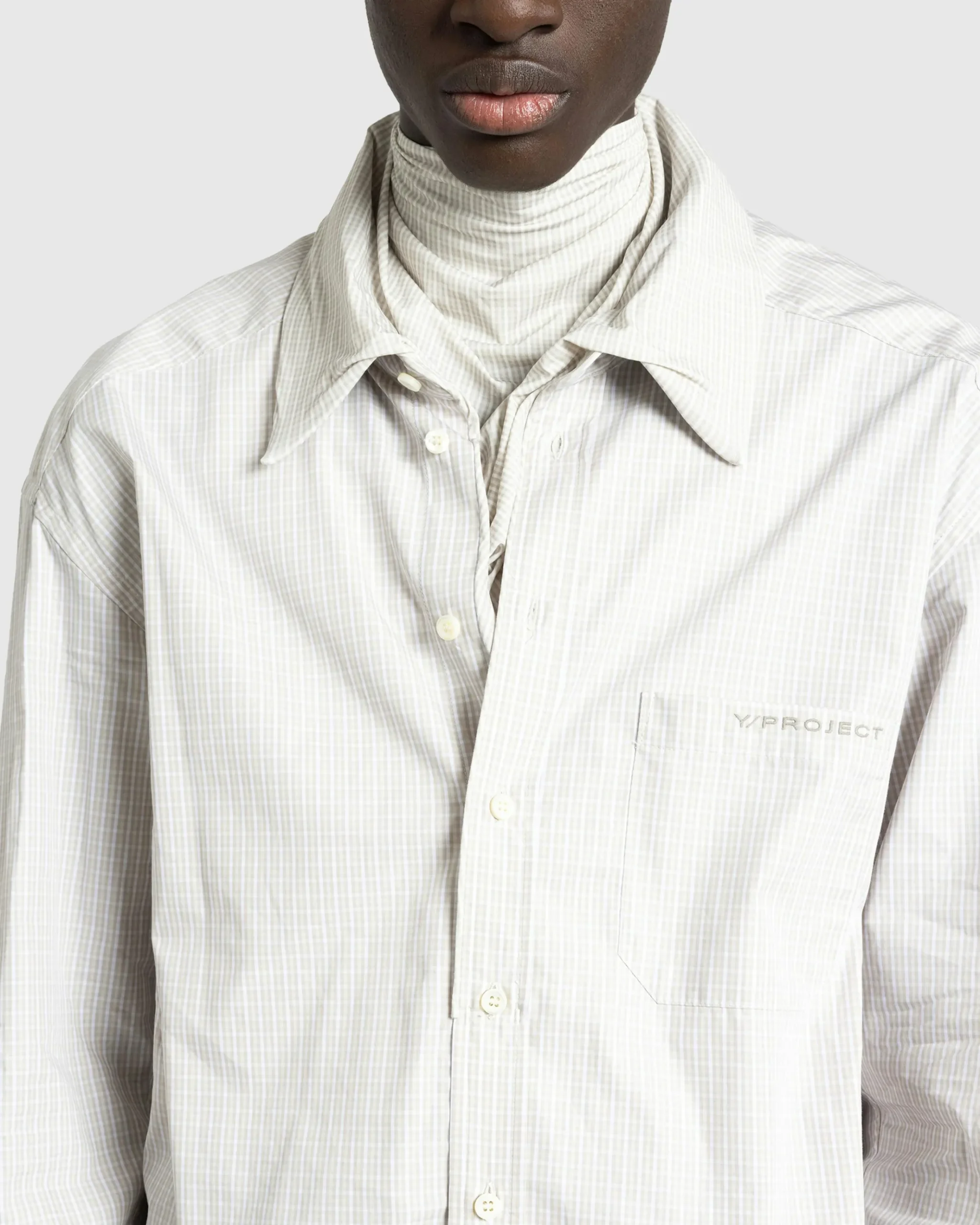 Best Sale Y/Project Turtleneck Shirt Beige Check beigecheck