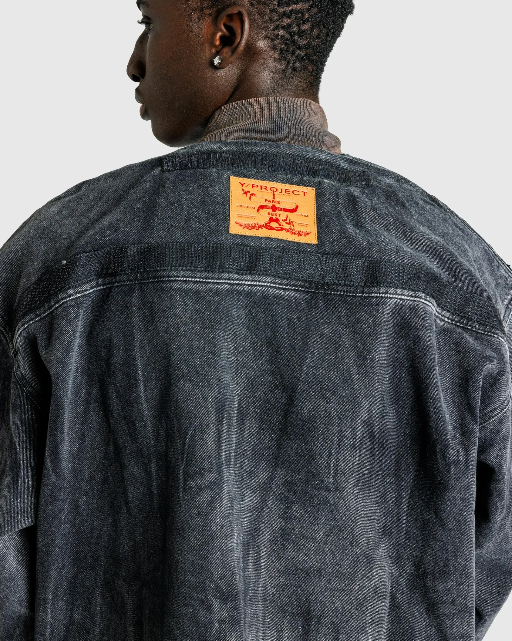 Best Sale Y/Project Velcro Denim Jacket Black Vertical Whiskers blackverticalwhiskers