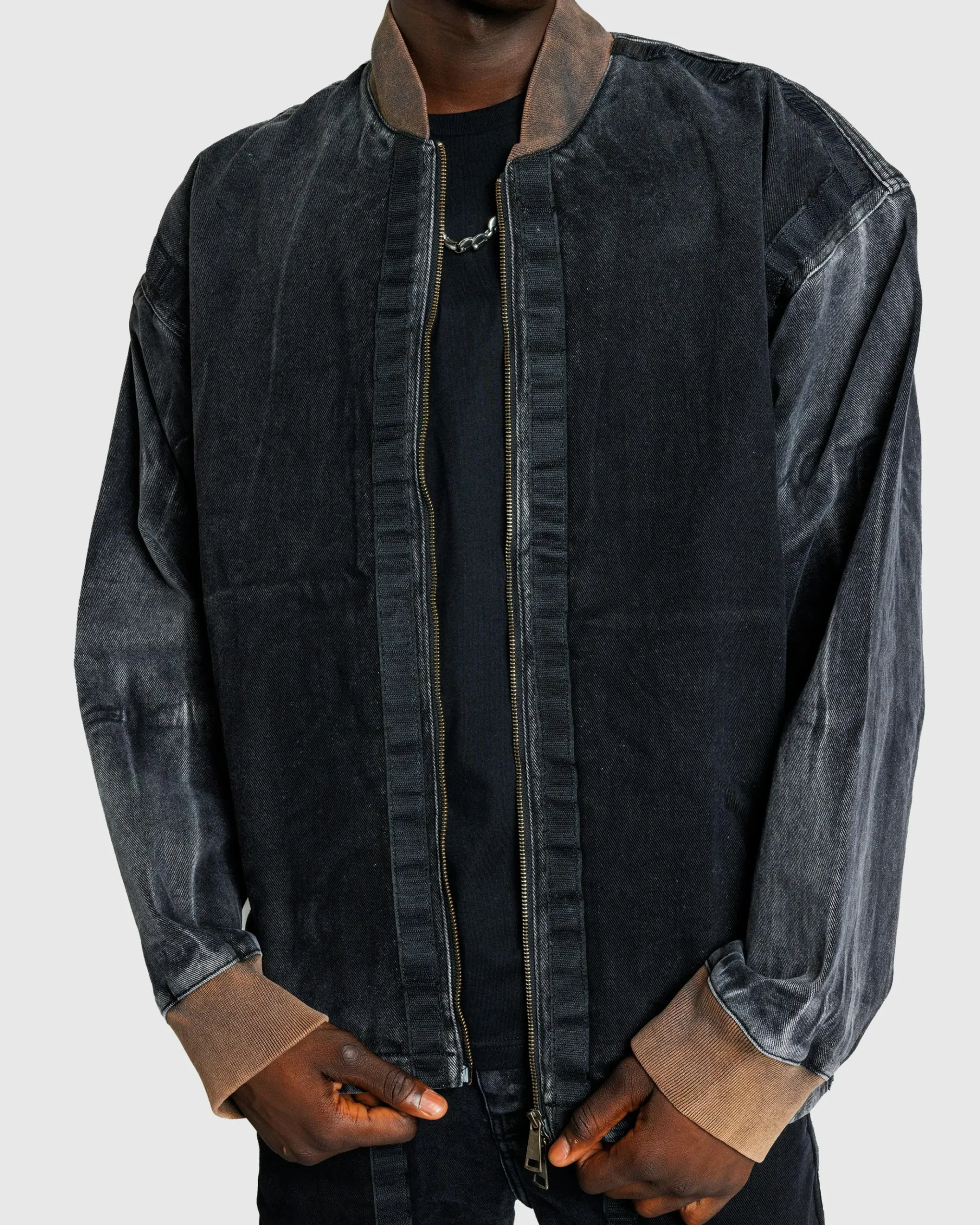 Best Sale Y/Project Velcro Denim Jacket Black Vertical Whiskers blackverticalwhiskers