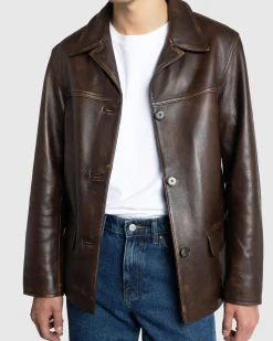 Fashion Guess USA Vintage Leather Jacket Chocolate Mousse f18p