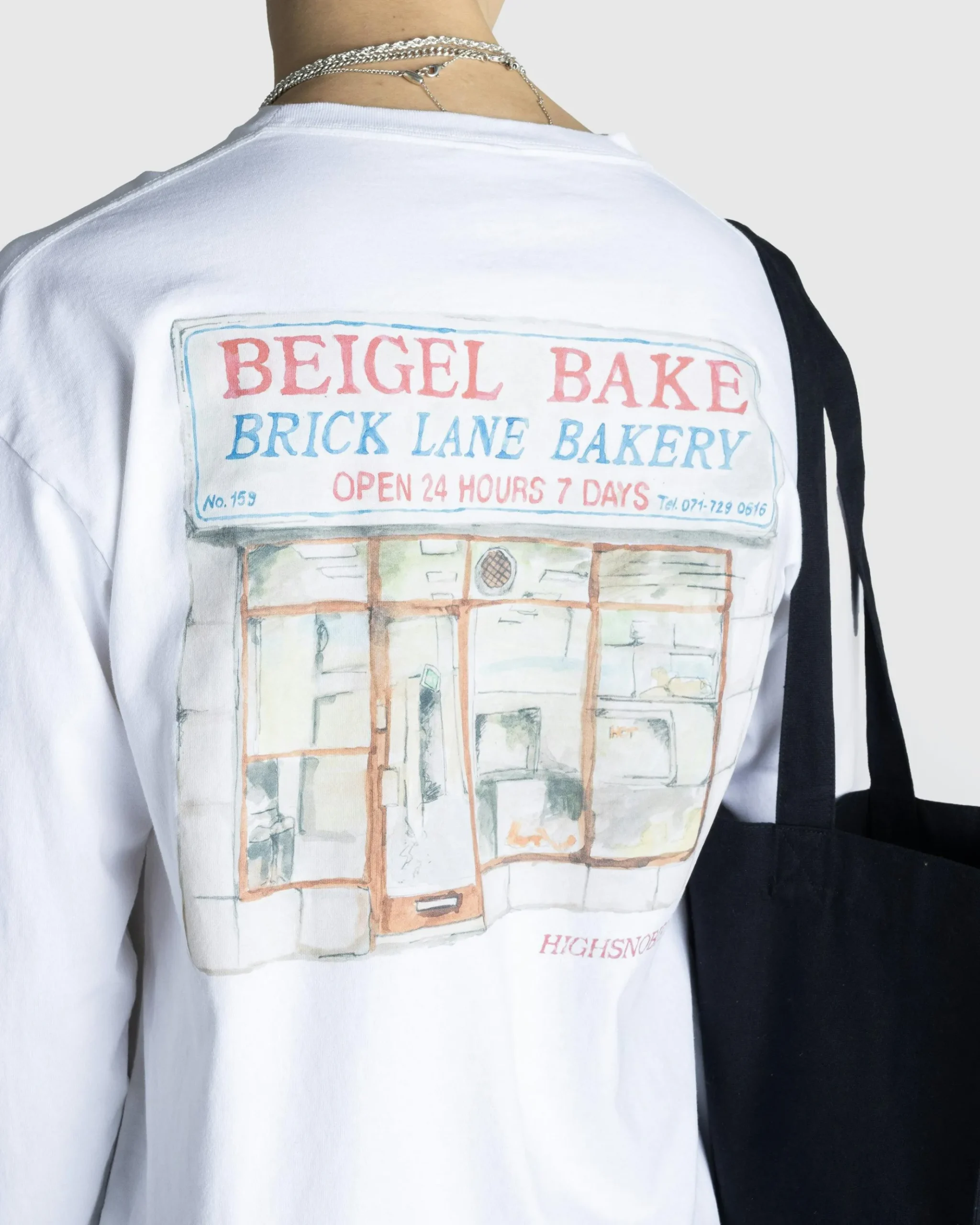 Shop Beigel Bake Watercolor Long-Sleeve Tee white