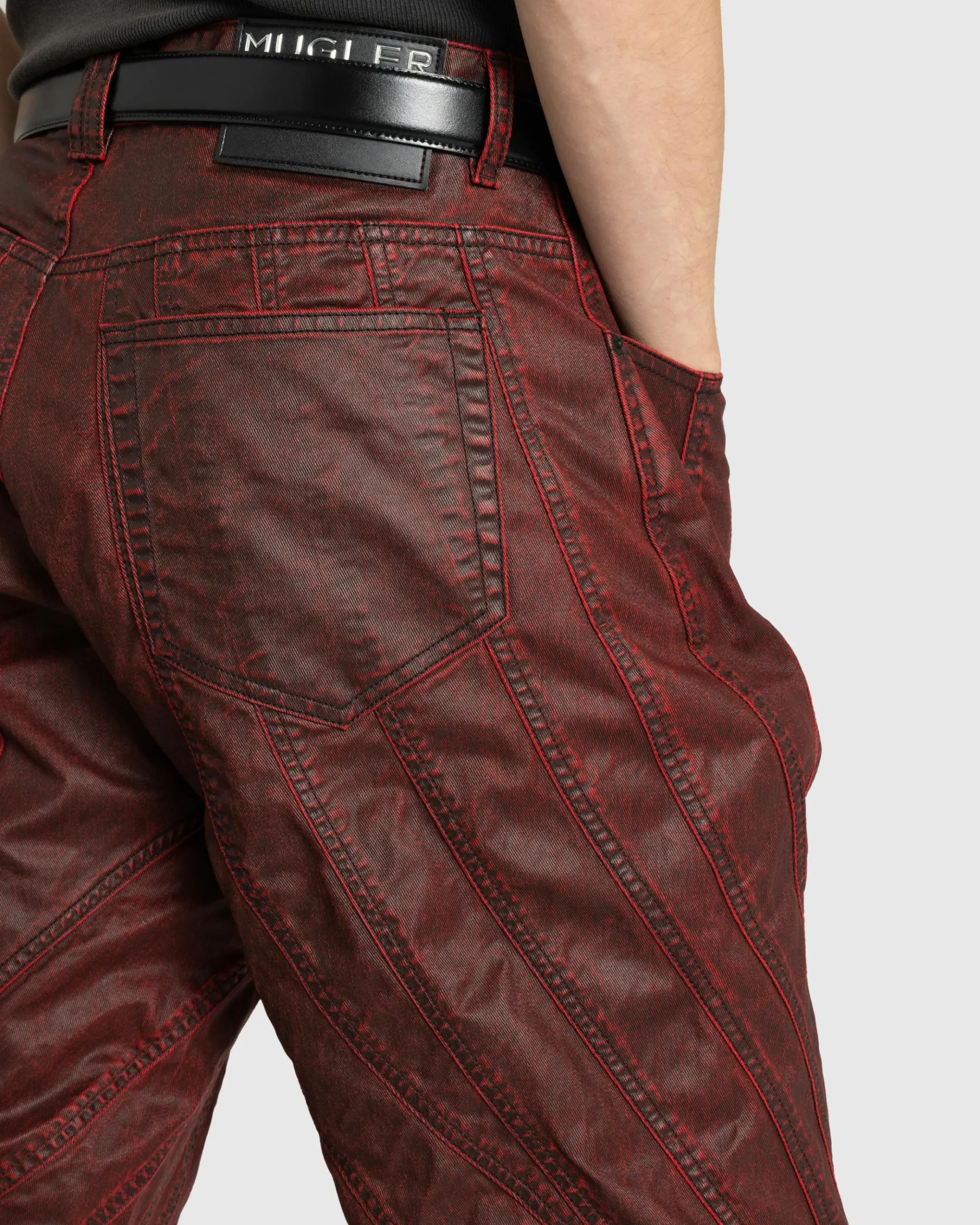 Clearance Mugler Waxed Spiral Baggy Jeans vampire