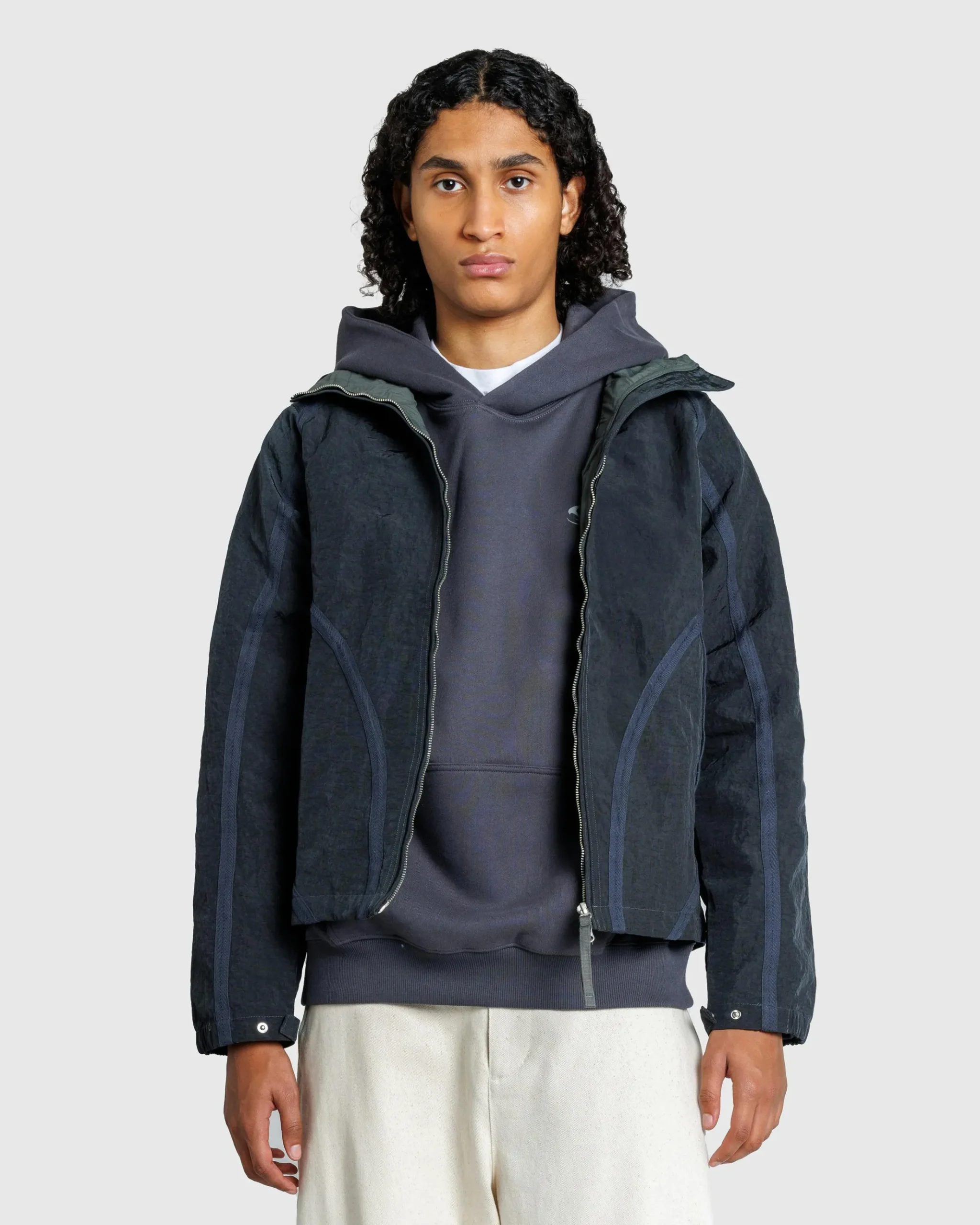 Fashion San San Gear Webbing Jacket Blue Charcoal bluecharcoal