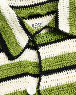 Cheap Bode Weedy Crochet LS Shirt greenmulti