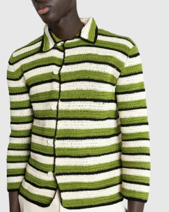 Cheap Bode Weedy Crochet LS Shirt greenmulti