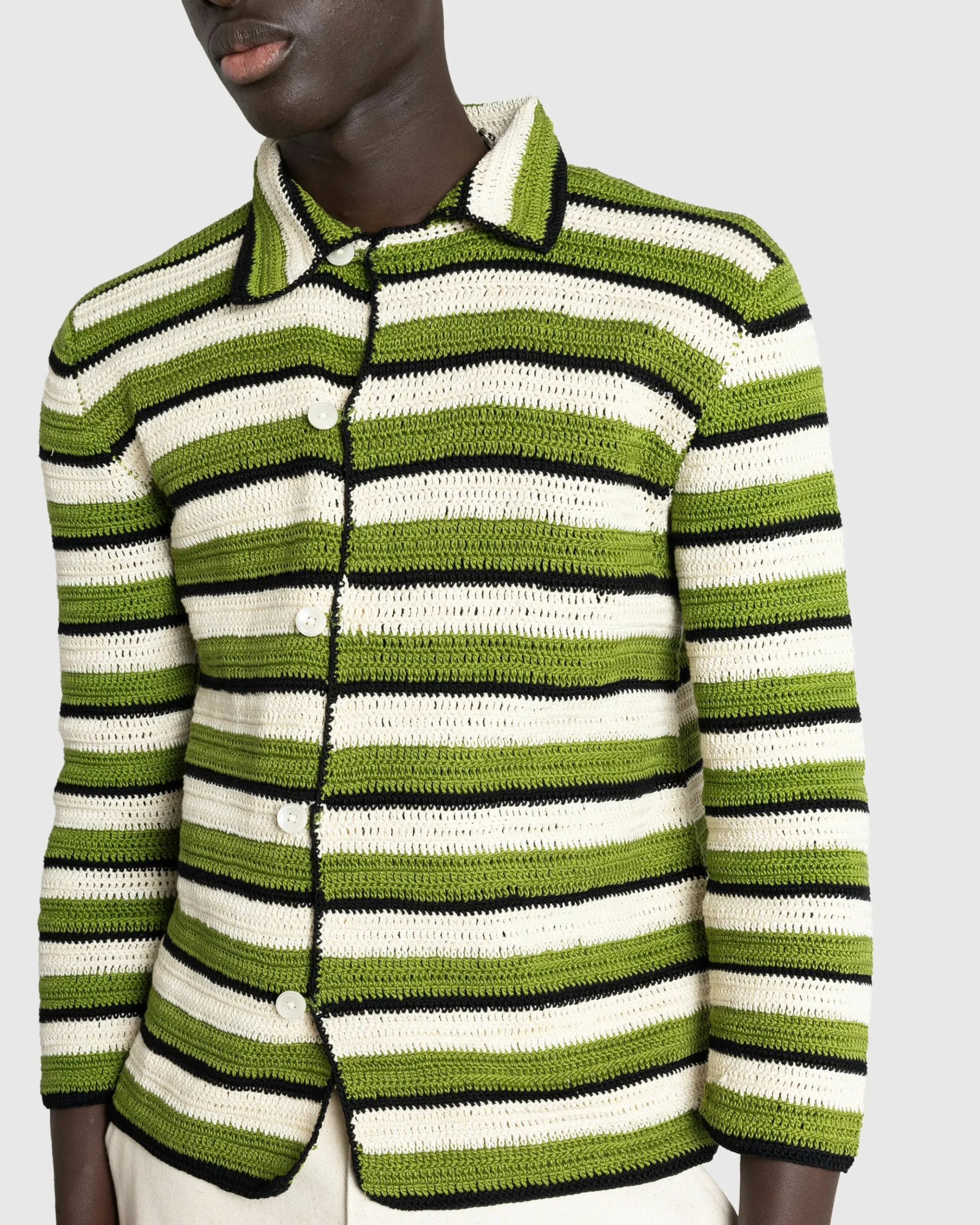 Cheap Bode Weedy Crochet LS Shirt greenmulti