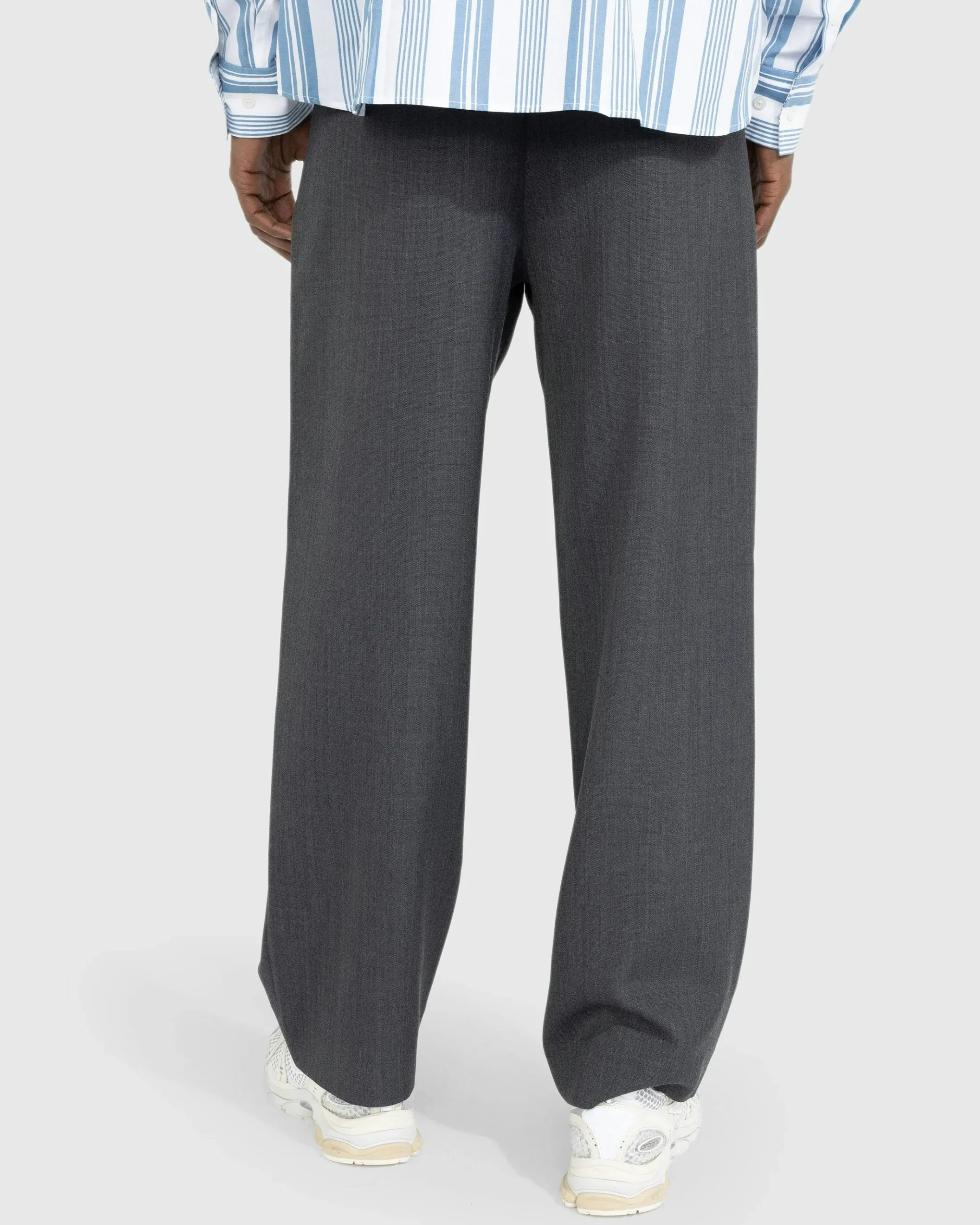 Store Acne Studios Wool Blend Tailored Trousers Dark Grey Melange darkgreymelange