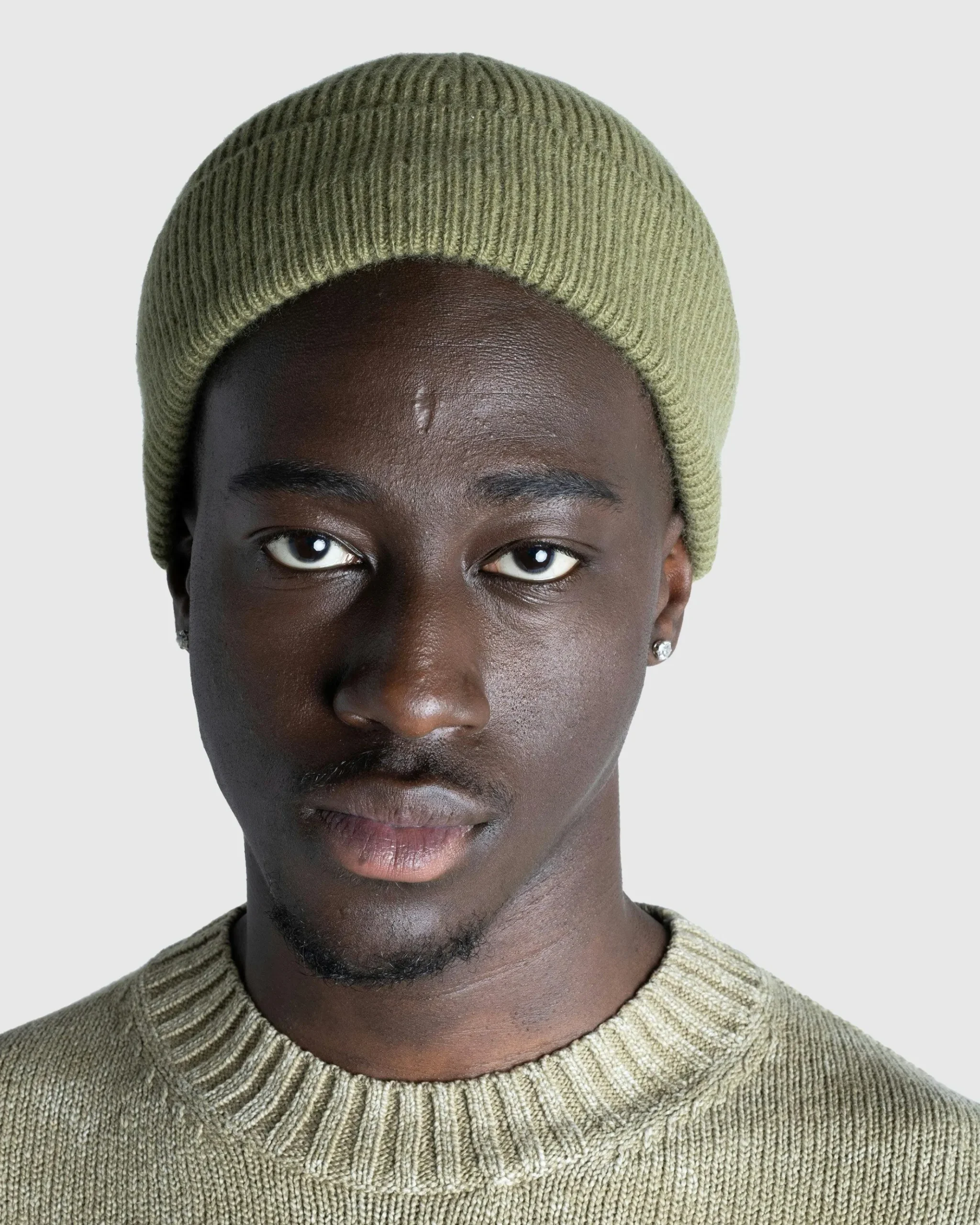 New Acne Studios Wool Cashmere Beanie Olive Green olivegreen