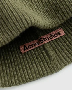 New Acne Studios Wool Cashmere Beanie Olive Green olivegreen