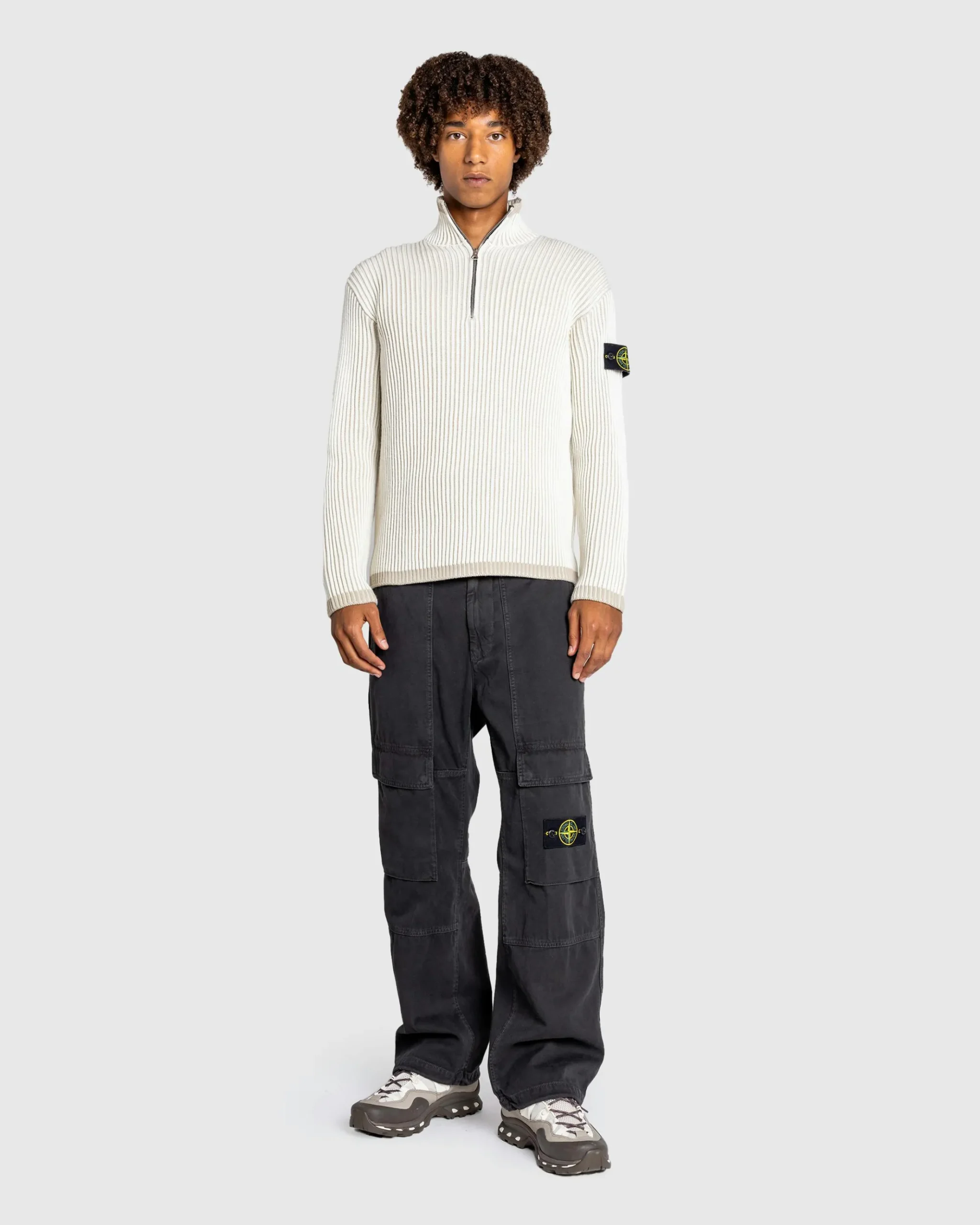 Online Stone Island Wool Half-Zip Sweater natural