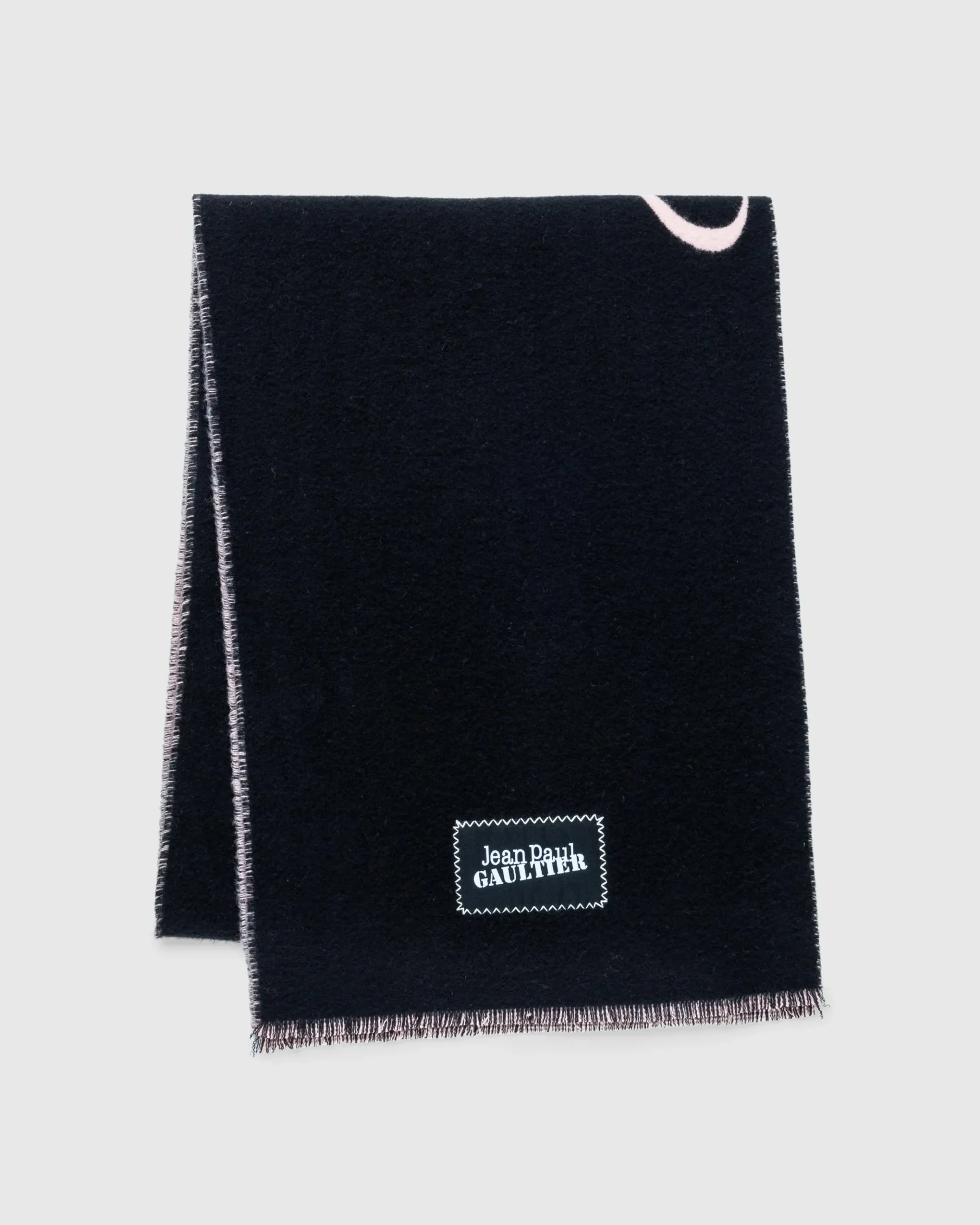 Best Jean Paul Gaultier Wool Scarf With Gaultier Signature Black/Pale Pink black/palepink