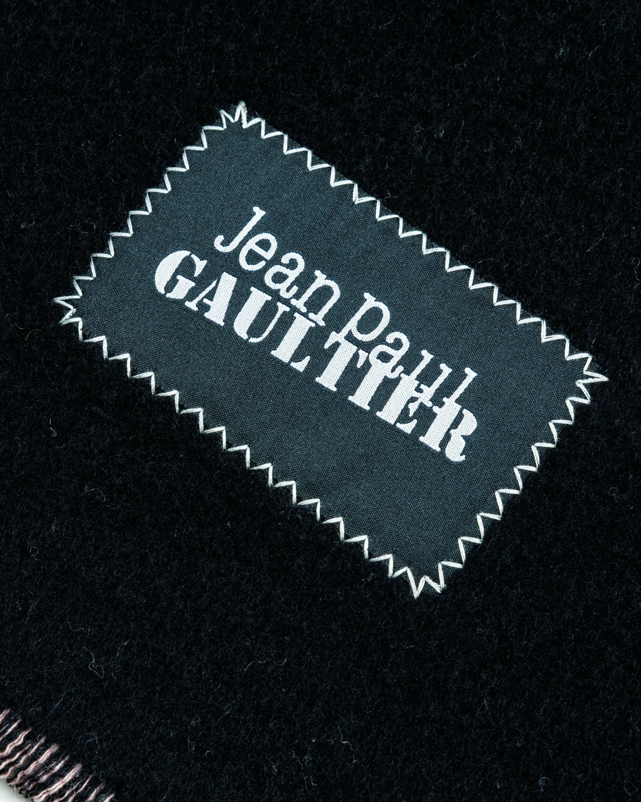 Best Jean Paul Gaultier Wool Scarf With Gaultier Signature Black/Pale Pink black/palepink