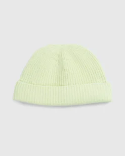 Shop Auralee Wool Soft Cord Knit Cap Light Lime lightlime