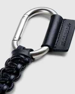 Sale Jil Sander Woven Leather Keychain black
